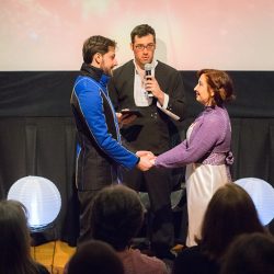 lydia and matt 0111 01982 27012453835 o - Mass Effect meets Star Trek at this theatrical science wedding Mass Effect meets Star Trek at this theatrical science wedding as seen on @offbeatbride