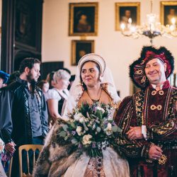 JamieTom 247 - This Tudor-themed wedding had birds of prey, archery, and amazing garb Tudor-themed wedding as seen on @offbeatbride #medieval #tudor #wedding