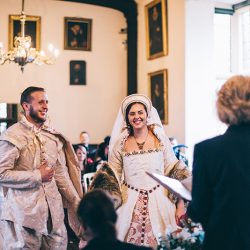 JamieTom 265 - This Tudor-themed wedding had birds of prey, archery, and amazing garb Tudor-themed wedding as seen on @offbeatbride #medieval #tudor #wedding