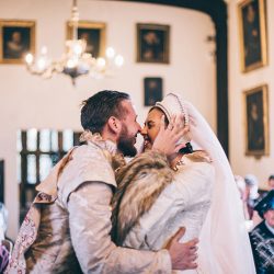 JamieTom 300 - This Tudor-themed wedding had birds of prey, archery, and amazing garb Tudor-themed wedding as seen on @offbeatbride #medieval #tudor #wedding