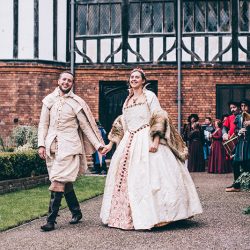 JamieTom 426 - This Tudor-themed wedding had birds of prey, archery, and amazing garb Tudor wedding as seen on @offbeatbride #medieval #tudor #wedding