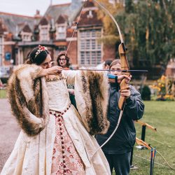 JamieTom 606 - This Tudor-themed wedding had birds of prey, archery, and amazing garb Tudor wedding as seen on @offbeatbride #medieval #tudor #wedding