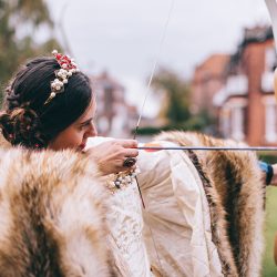 JamieTom 612 - This Tudor-themed wedding had birds of prey, archery, and amazing garb Tudor wedding as seen on @offbeatbride #medieval #tudor #wedding