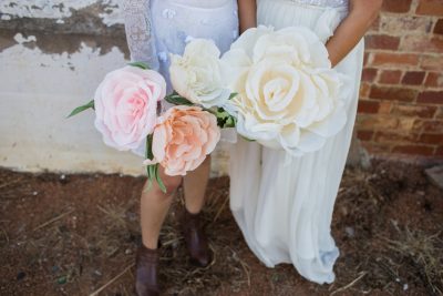 Big paper flower bouquets as seen on @offbeatbride #paperflowers #wedding