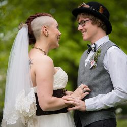 OBB1 0006 - A steampunk circus wedding with corsets, ringleaders, and the best flower girl you'll see today Awesome steampunk circus wedding as seen on @offbeatbride