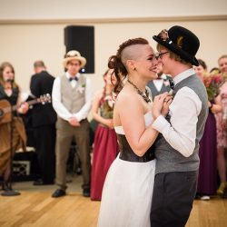 OBB1 0024 - A steampunk circus wedding with corsets, ringleaders, and the best flower girl you'll see today Awesome circus wedding as seen on @offbeatbride