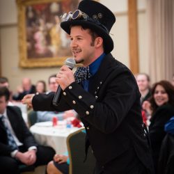 OBB1 0028 1 - A steampunk circus wedding with corsets, ringleaders, and the best flower girl you'll see today Awesome steampunk circus wedding as seen on @offbeatbride