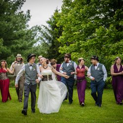 OBB1 0035 - A steampunk circus wedding with corsets, ringleaders, and the best flower girl you'll see today Awesome steampunk circus wedding as seen on @offbeatbride