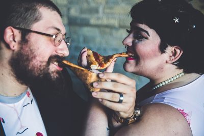 28761263035 85751c1bca k - The (literal) cheesiest unity ceremony ever: a unity pizza-cutting ceremony A flamingo vow renewal at a renovated brewery (with unity pizza-cutting ceremony!)