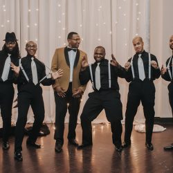 An art gallery wedding with the black wedding gown of our dreams