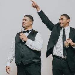 An art gallery wedding with the black wedding gown of our dreams