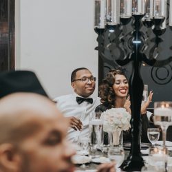 An art gallery wedding with the black wedding gown of our dreams