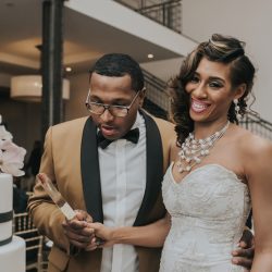 An art gallery wedding with the black wedding gown of our dreams