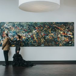 An art gallery South Loop wedding with the black wedding gown of our dreams