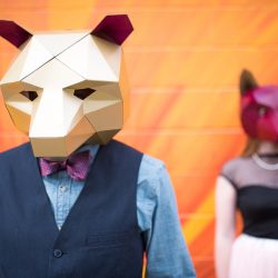 Animal mask engagement session
