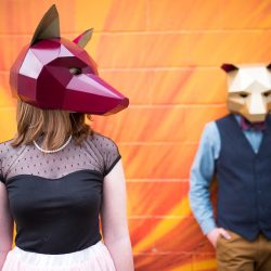 Animal mask engagement session