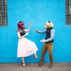 Bear + fox mask engagement session