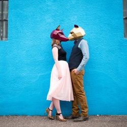 Bear + fox mask engagement session