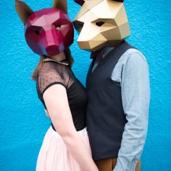 Bear + fox mask engagement session