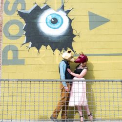 Bear + fox mask engagement session