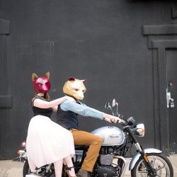 Bear + fox mask engagement session