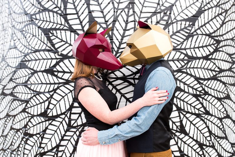 This animal mask engagement shoot brings out our wild side