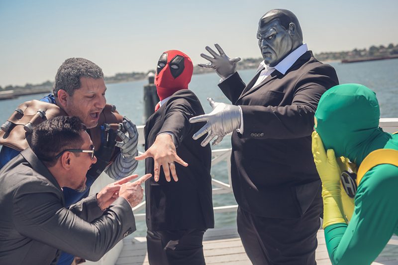 A Deadpool groom?! Wins most bad-ass award of the day