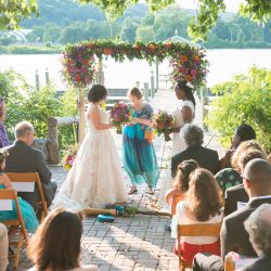 Ceremony 11 - Lakeside love at sunset at this Ithaca farmers market wedding Photos by Alexandria Photography