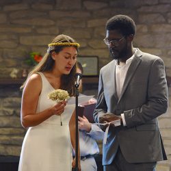 JNP 6361 - Overalls, a choreographed first dance, and custom popcorn at this A-frame wedding Overalls, a choreographed first dance, and custom popcorn at this A-frame wedding