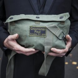 A gas mask-erade wedding fit for the impending zombie apocalypse