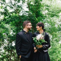 A Muppet officiated this cliffside wedding with a killer black dress