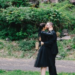 A Muppet officiated this cliffside New York wedding with a killer black dress