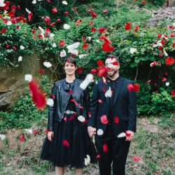 A Muppet officiated this cliffside wedding with a killer black dress