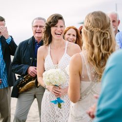 Lindsey Whitney 111 - An aerial silk chuppah and two stunning gowns at this sweet beach wedding An aerial silk chuppah and two stunning gowns at this sweet beach wedding