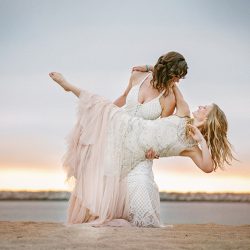 Lindsey Whitney 276 V4 - An aerial silk chuppah and two stunning gowns at this sweet beach wedding An aerial silk chuppah and two stunning gowns at this beach wedding