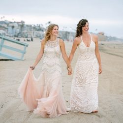 Lindsey Whitney 318 - An aerial silk chuppah and two stunning gowns at this sweet beach wedding An aerial silk chuppah and two stunning gowns at this beach wedding