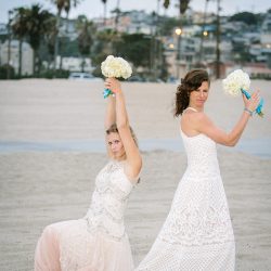 Lindsey Whitney 357 - An aerial silk chuppah and two stunning gowns at this sweet beach wedding An aerial silk chuppah and two stunning gowns at this beach wedding