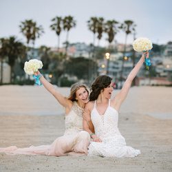 Lindsey Whitney 373 - An aerial silk chuppah and two stunning gowns at this sweet beach wedding An aerial silk chuppah and two stunning gowns at this beach wedding
