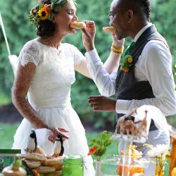 Kylie Haulk Favorites 0096 - Rain falls like love at this "mutual weirdness" citrus colored wedding Why wedding donuts make the best cake substitute ever