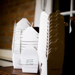 A chef-designed menu and vintage details at this gorgeous two-lady wedding