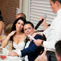 A chef-designed menu and vintage details at this gorgeous two-lady wedding