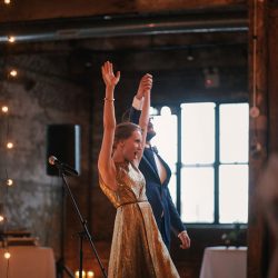 JennyDean 149 - A gold dress wedding + karaoke + tacos + fairy lights A gold dress wedding with karaoke, and tacos all wrapped up in fairy lights