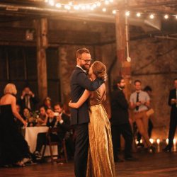 JennyDean 238 - A gold dress wedding + karaoke + tacos + fairy lights A gold dress with karaoke, and tacos all wrapped up in fairy lights