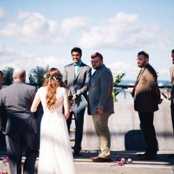 Reinhart Hamilton JuliaKinnunenPhotography EmmaTrevor65 low - A ceremony right where they got engaged: on the Murray Morgan Bridge! A Morgan Bridge ceremony and museum wedding