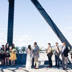 Reinhart Hamilton JuliaKinnunenPhotography EmmaTrevor67 low - A ceremony right where they got engaged: on the Murray Morgan Bridge! A Morgan Bridge ceremony and museum wedding