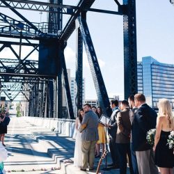 Reinhart Hamilton JuliaKinnunenPhotography EmmaTrevor69 low - A ceremony right where they got engaged: on the Murray Morgan Bridge! A Morgan Bridge ceremony and museum wedding