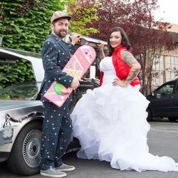 delorean wedding - This pop culture wedding wins all with a Pac-Man suit, Mario Kart, and a Delorean(!) delorean wedding