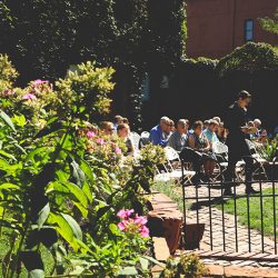 Stroll around this garden wedding in Nebraska with a #goals purple dress