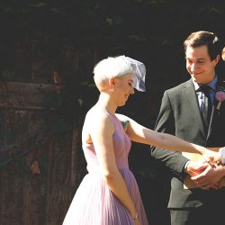Stroll around this garden wedding in Nebraska with a #goals purple dress