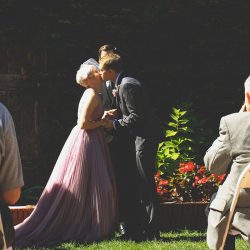Stroll around this garden wedding in Nebraska with a #goals purple dress